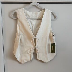 Daily Drills Cream Tie-Front Blouse